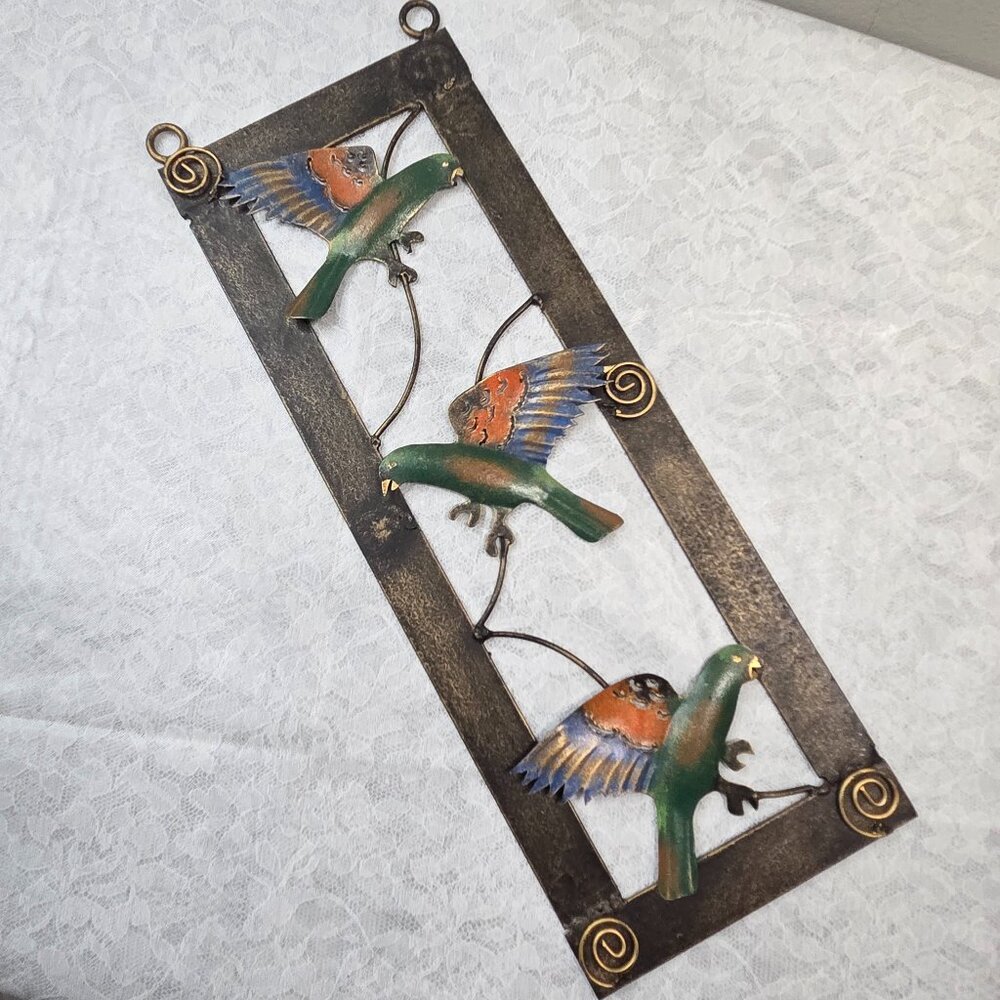 Handcrafted Metal Bird Wall Art In Suspense New Zealand Native Birds Tui/Kereru